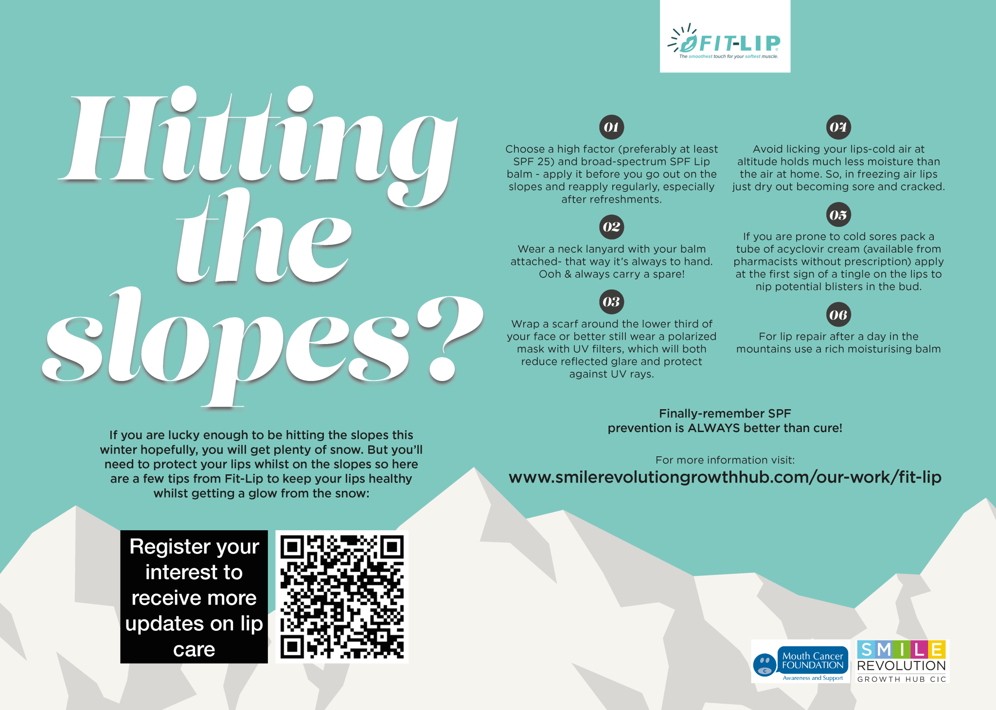 Printable flyer from Fit-Lip to remind patients to carry SPF lip balm